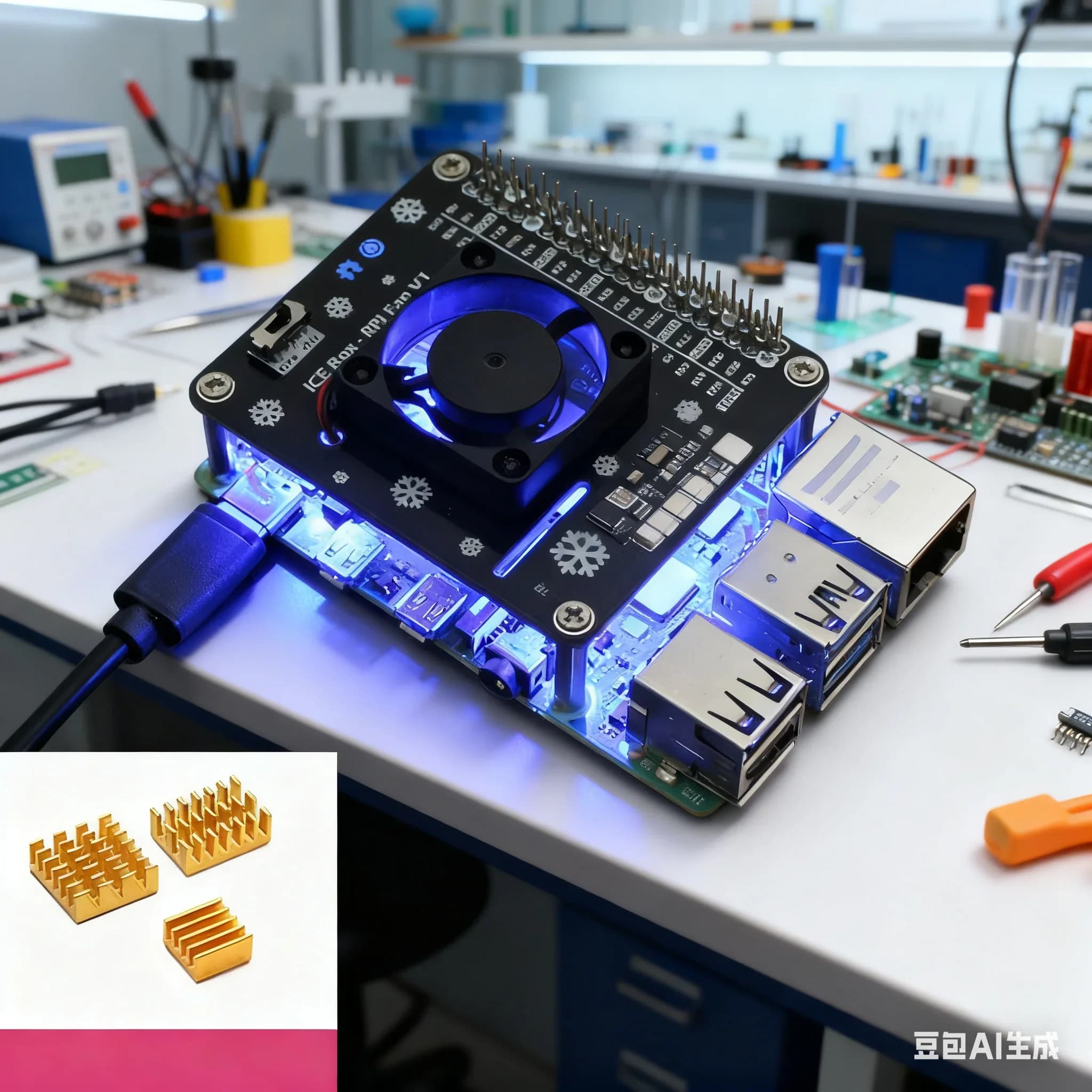 Active Cooling Cap for Raspberry Pi 5/4B/3B + radiator fan expansion board improved copper heat sink fan and GPIO access
