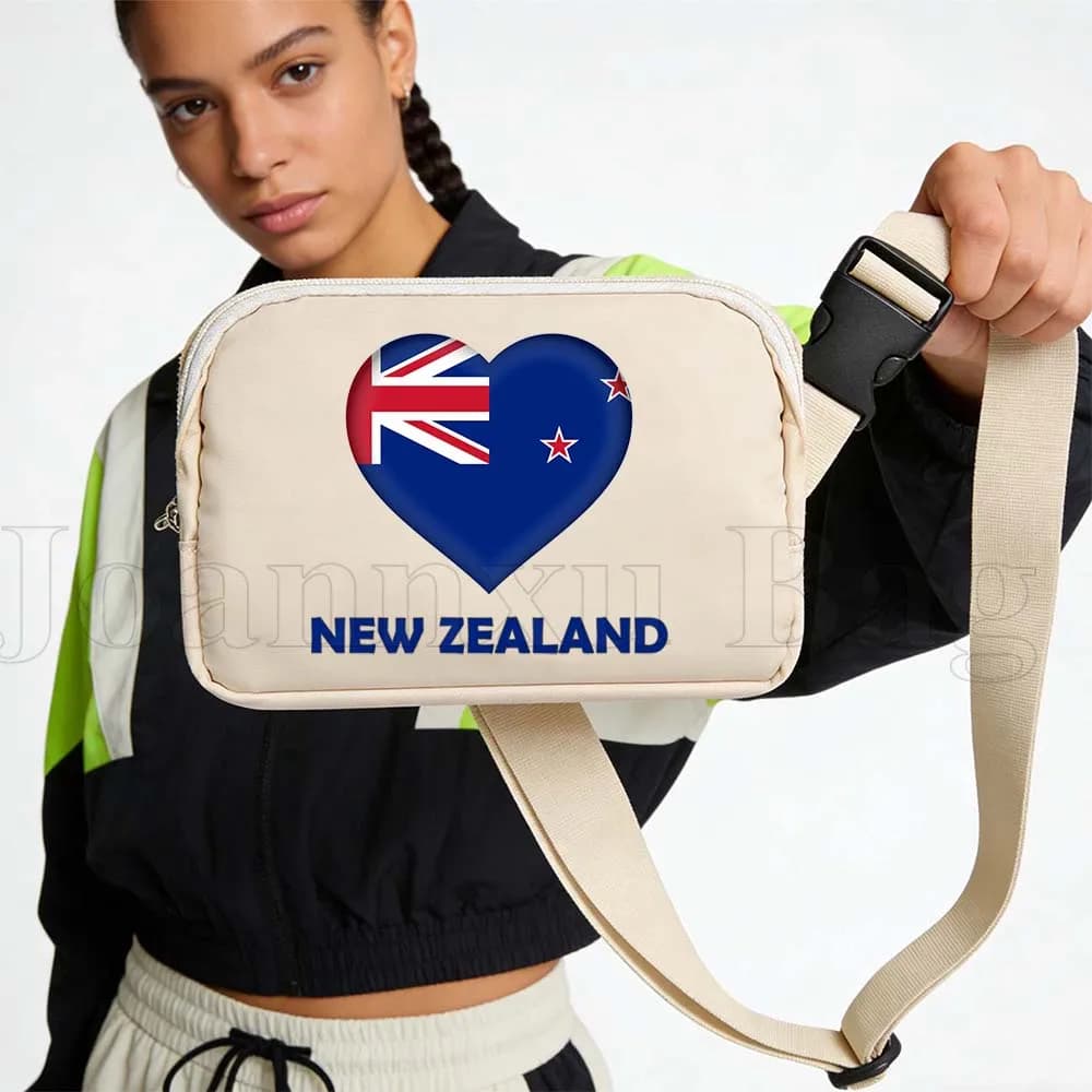 Waterproof Sports Waist with New Zealand Heart Flag, for Running, Cycling, Gym, Jogging, Phone Door and Wallet