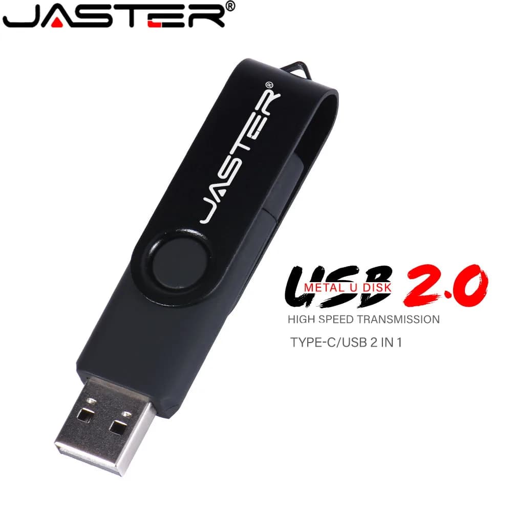JASTER tipo C chiavetta USB 2.0 128GB 64GB 16GB 32GB con portachiavi Pen Drive Pendrive rotante Computer cellulare doppio uso