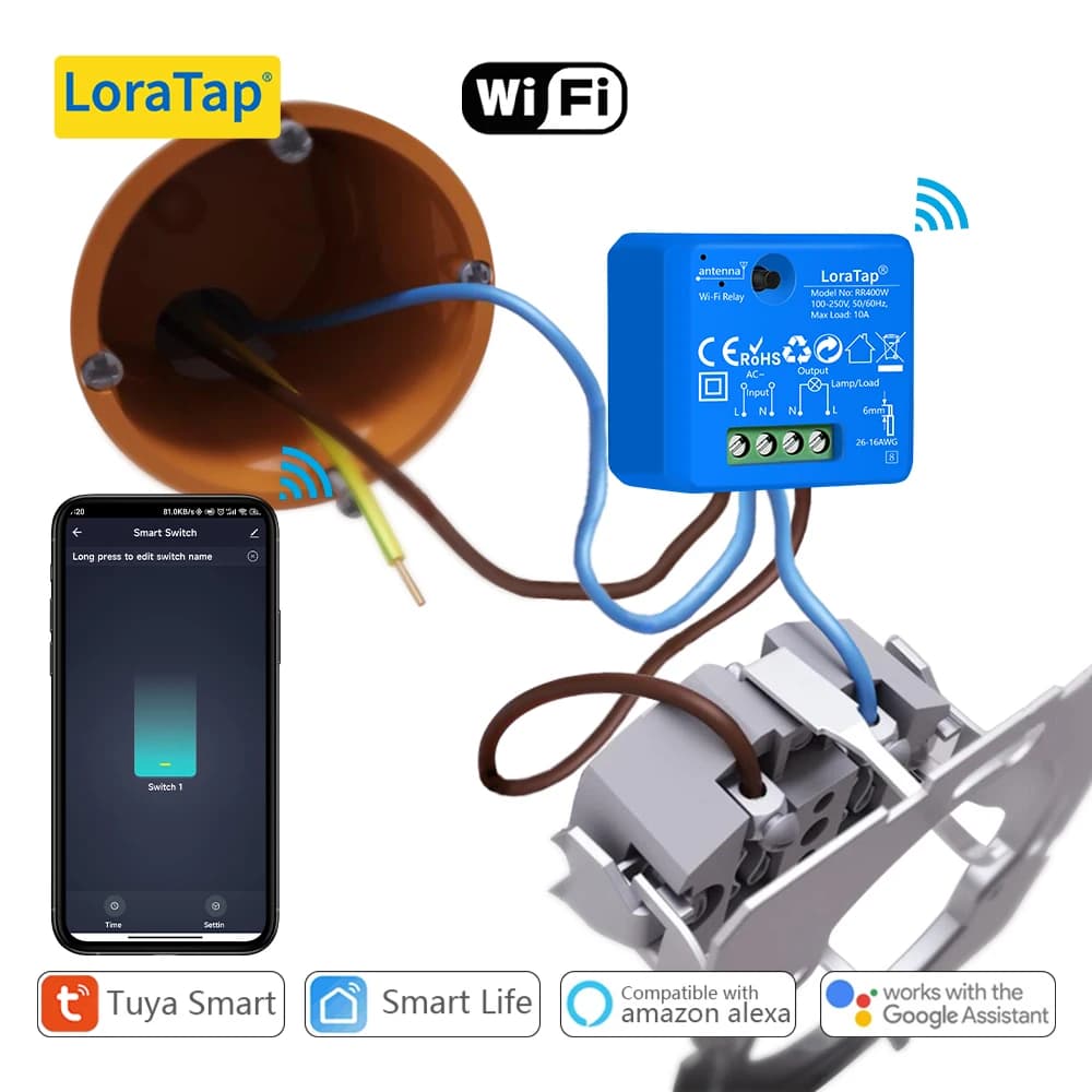 Tuya Smart Life Presa WiFi Piccolo modulo Domotica intelligente fai-da-te Google Home Echo Alexa Controllo vocale App Controllo remoto