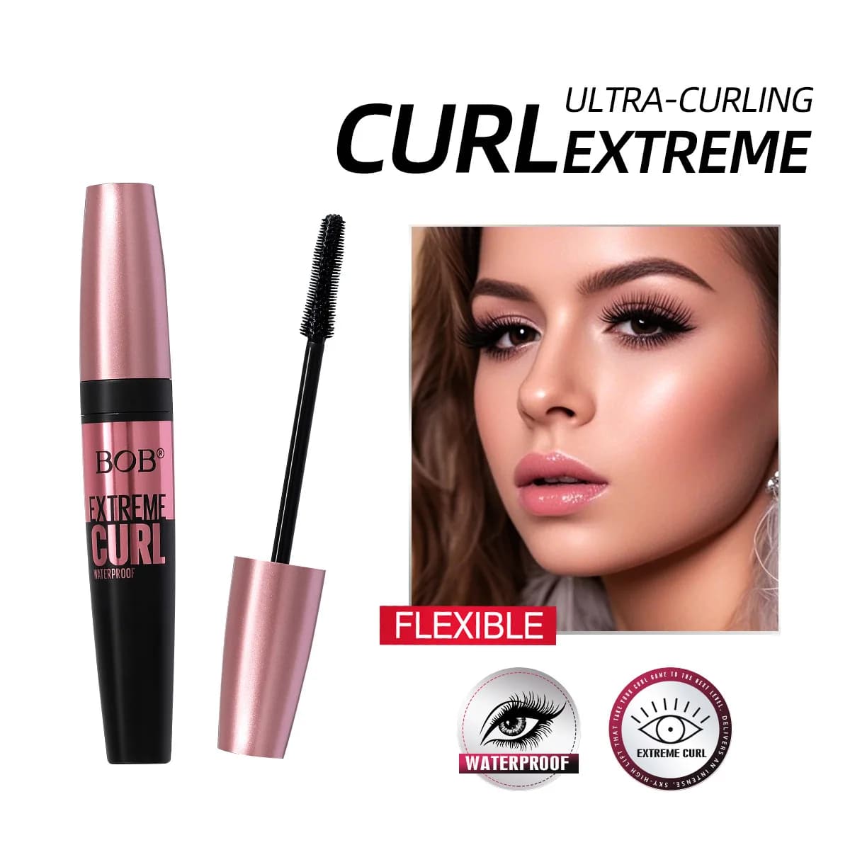 BOB Mascara volumizzante Impermeabile, a prova di sbavature, a lunga durata, per fissare le ciglia, ciglia naturali e folte, trucco, cosmetici di bellezza