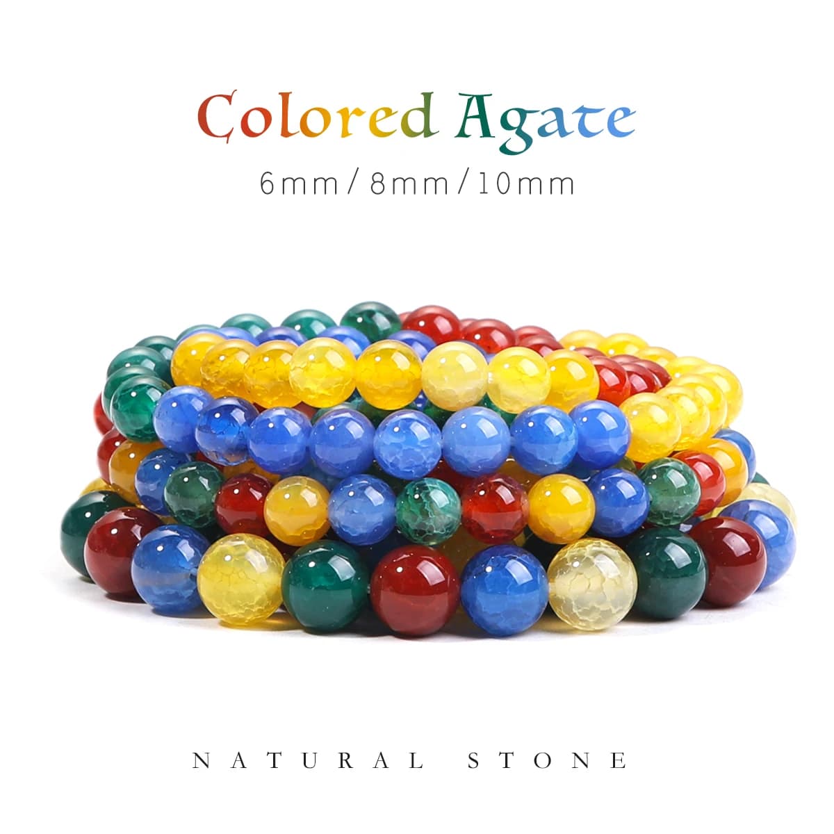 SHIJIWLS Color Agate Round Stone Loose Jewelry Stone For Jewelry Making DIY Bracelet Necklace Needlework Accessories 6/8 mm