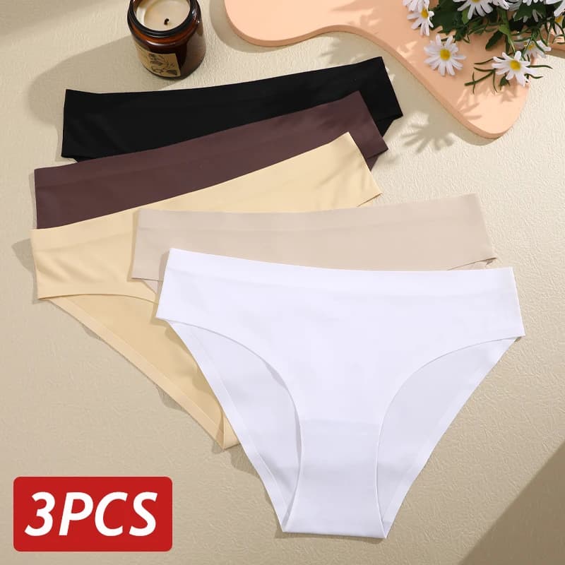 3 pcs/set women's seamless panties sexy briefs in ultra thin fabric at low waist women's breathable underwear S-XL multicolored panties