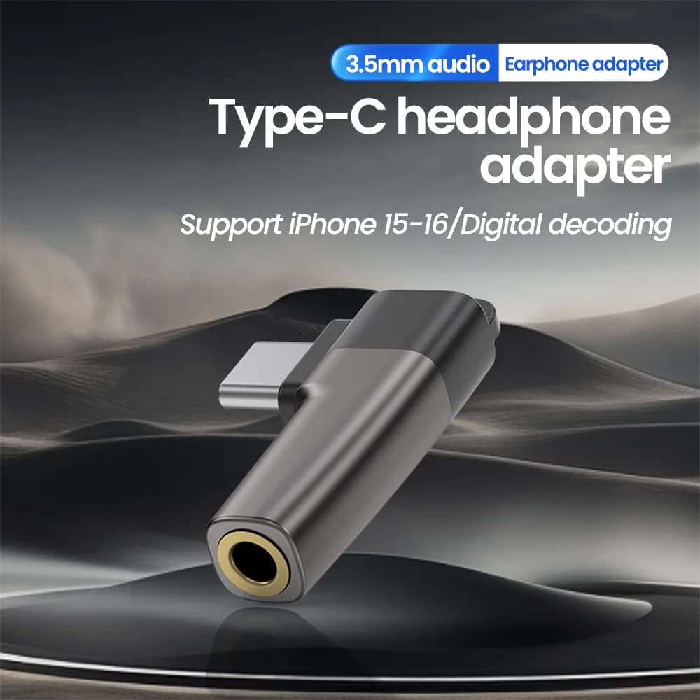 Type C to 3.5mm Elbow Headphone Mini Digital Adapter USB C Audio Cable Earphone Cable Converter For IPhone15 16 Samsung Huawei