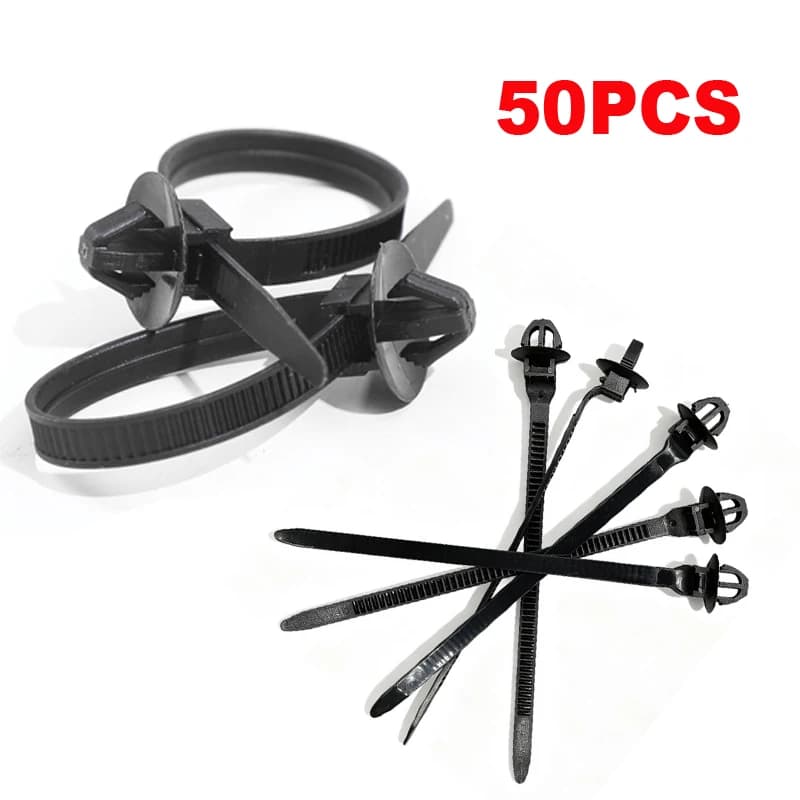 50x Nylon Cable Tie Buckle Auto Fastener Screw Replacement Clip Universal Car Fender Trunk Engine Guard Panel Wire Management