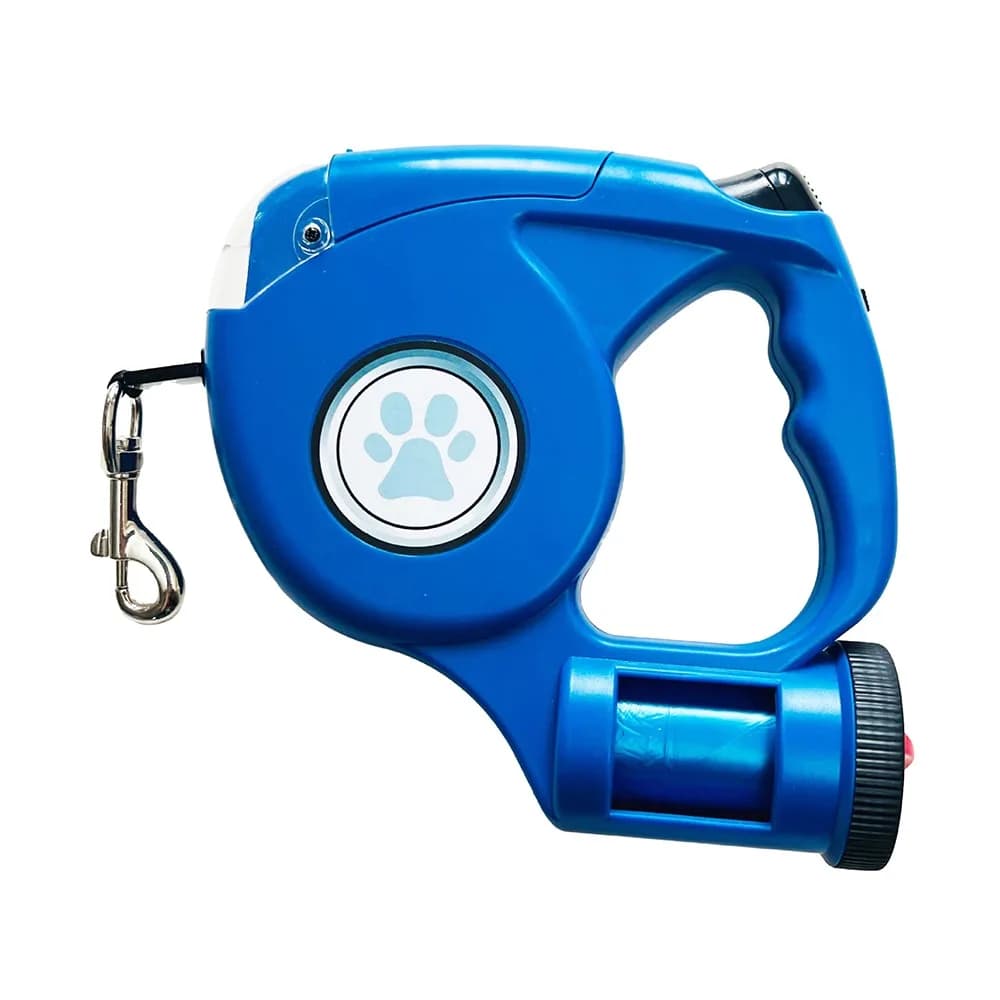 Guinzaglio per Cani Automatico Retrattile in Plastica, Estensibile e Regolabile con LED, Impugnatura Antiscivolo e Sacchetto per Rifiuti, Cinghia per Pettorina