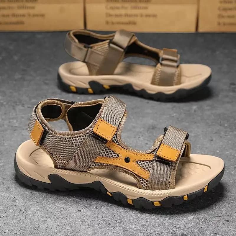 Men's Mesh One Word Big size Casual Sports Sandals Summer New Soft sole Non Slip Anti Odor Velcro Outdoor Beach Sandals