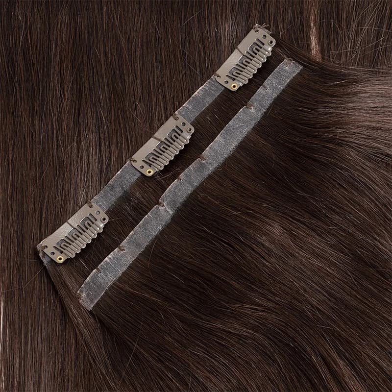 Extension per capelli invisibili con clip in PU spesso, capelli umani veri lisci Remy, 7 pezzi per uso quotidiano da donna