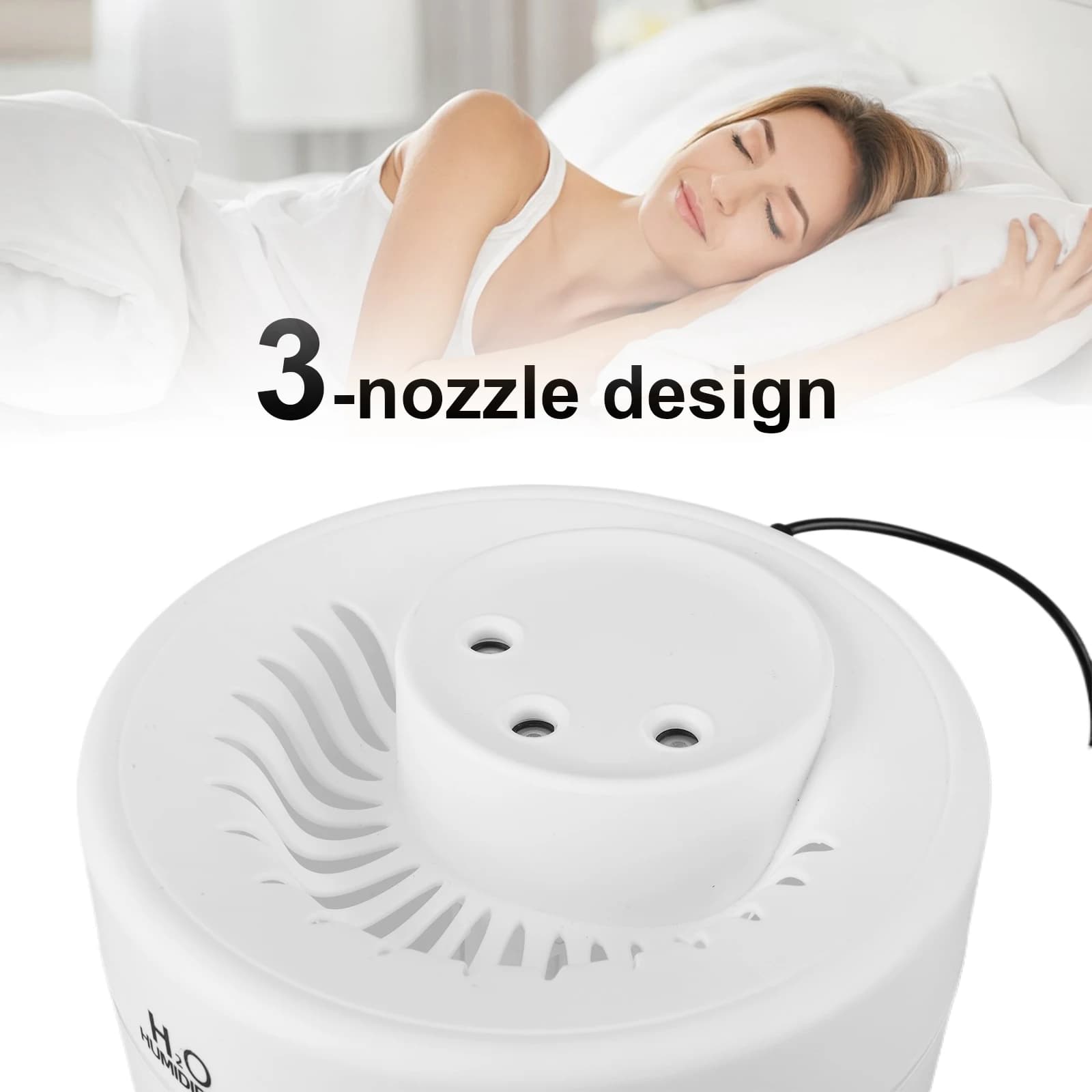 Umidificatore d'Aria per Oli Essenziali 3L Ricaricabile USB con Doppio Spruzzo, LED Silenzioso, per Casa e Ufficio