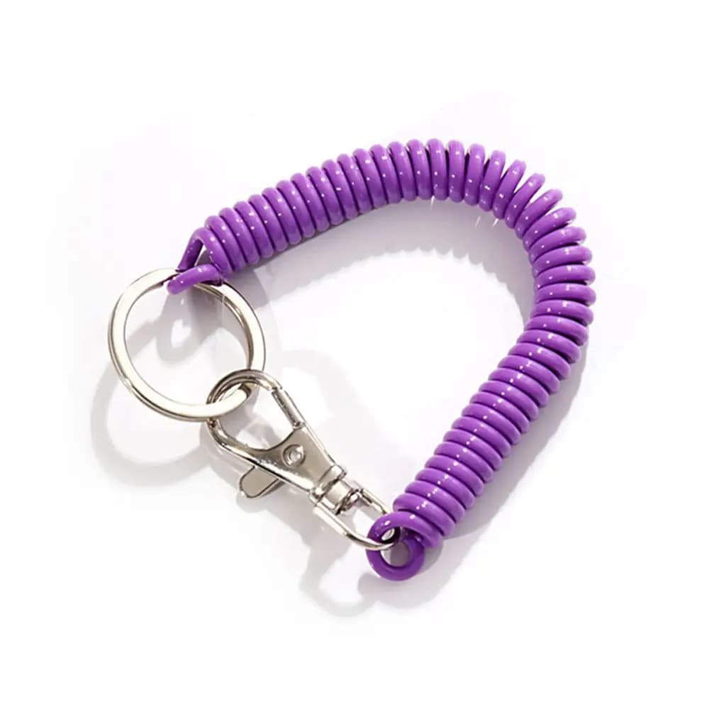 Outdoor Elastic Spring Lanyard Unisex Keyring Anti-lost Key Cord Clasp Spring Rope Key Ring Spiral Stretch Keychain Wrist Coil