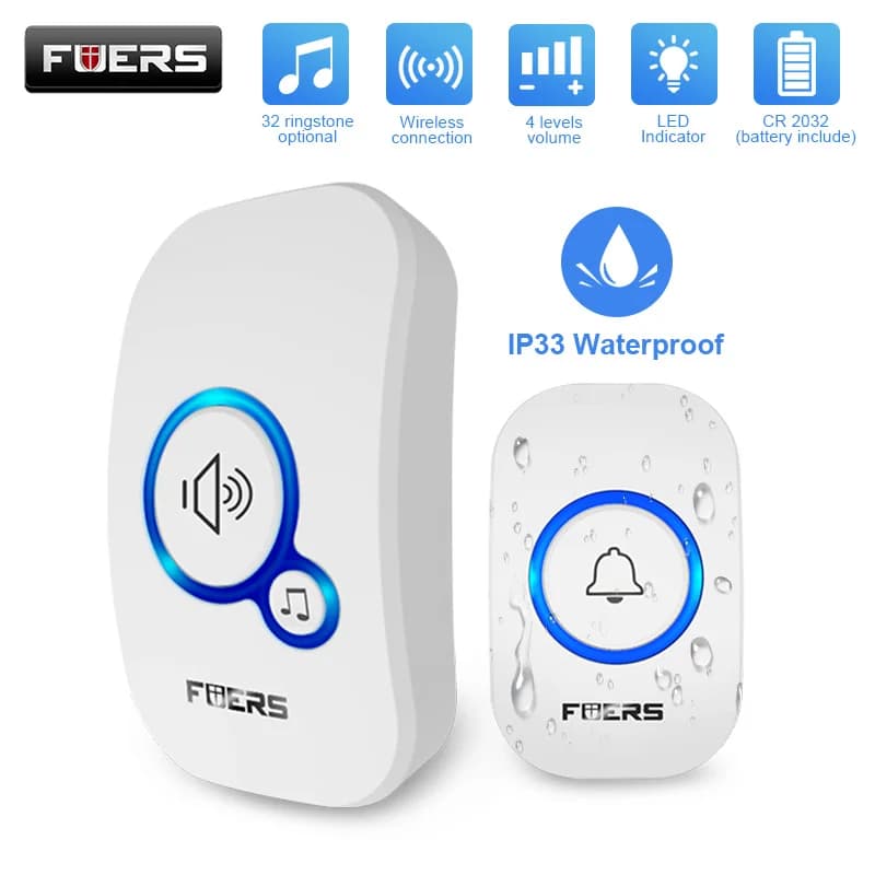 Fuers M557 Campanello Campanello senza fili impermeabile Campanello domestico Intelligente 32 brani Campanello intelligente Allarme con batteria