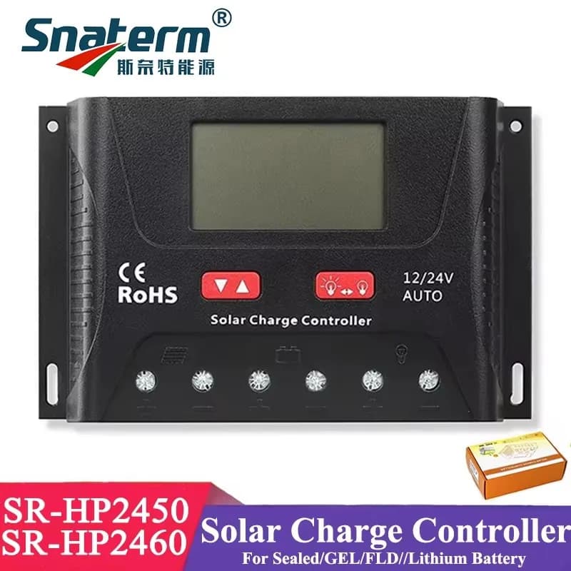 SRNE 10A 20A 30A 40A 50A 60A Regolatore di carica solare DC12V/24V Lavoro automatico Pannelli di celle solari Regolatore del caricabatteria
