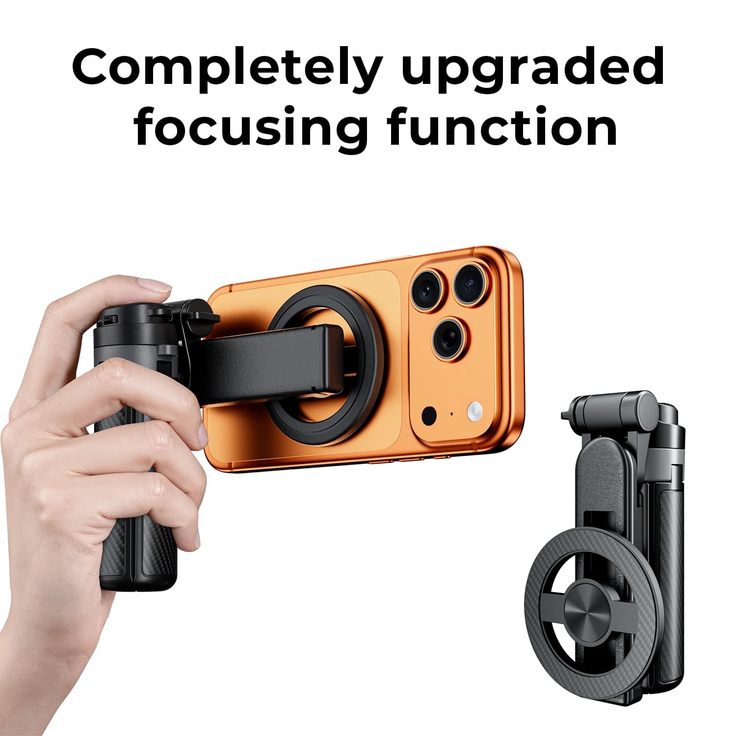 Aggiorna il supporto magnetico per telefono 360 ° Bastone selfie tascabile con rotazione con supporto da tavolo pieghevole con messa a fuoco Bluetooth per riprese Vlog