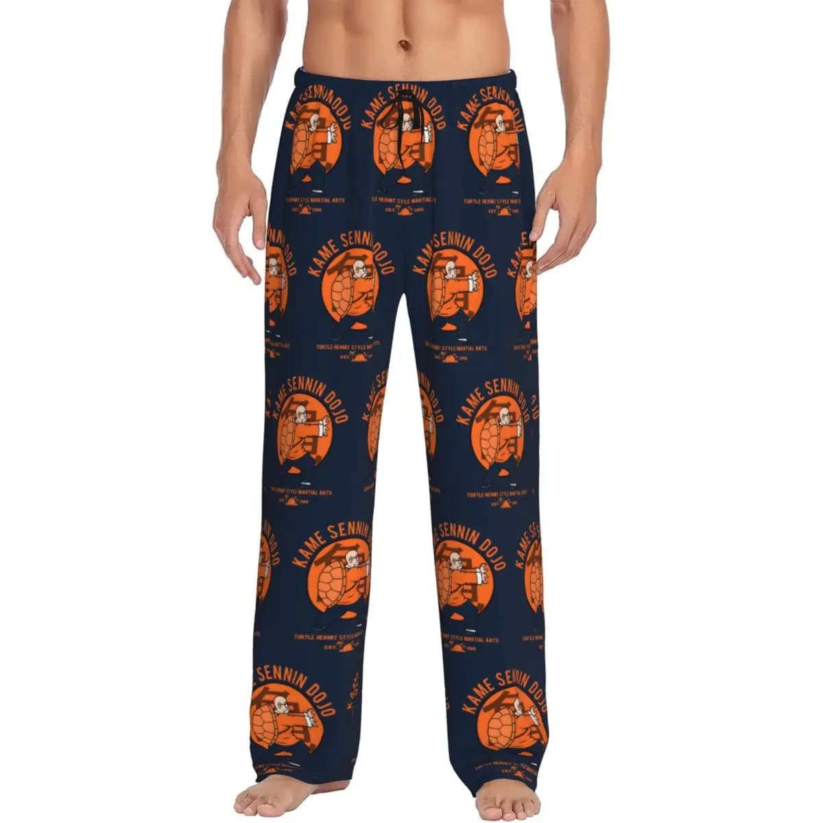 Custom Printed D-Dragon B-Ball Masters Roshis Pajama Pants for Men Turtle Hermits Cartoon Sleep Sleepwear Bottoms with Pockets