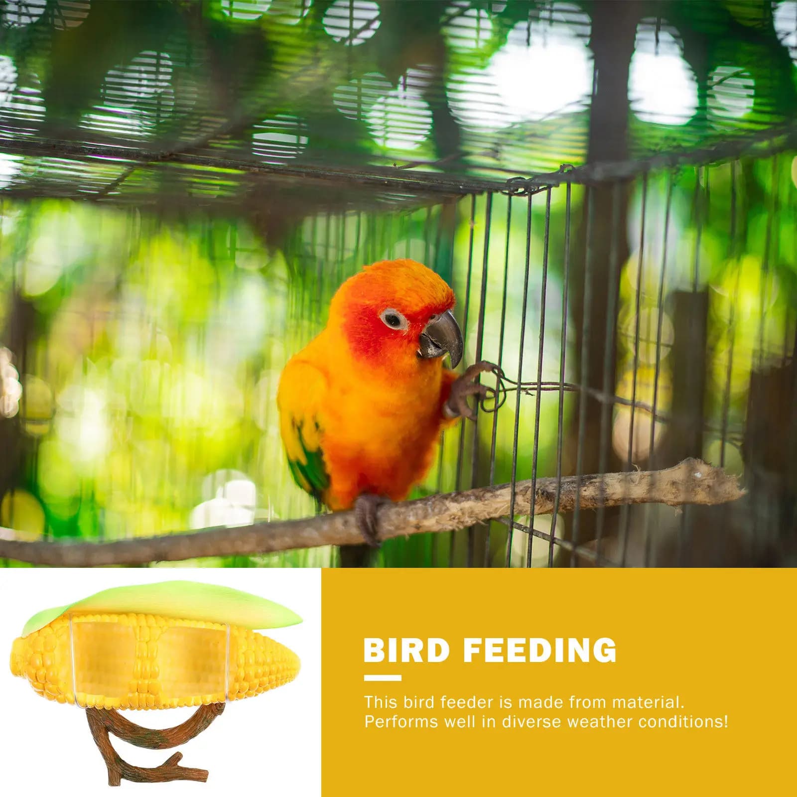 Corn Shaped Parrot Feeding Bowl Premium Crafted Plastic Pet Food Box Attractive Design Reduces Waste Ideal for Outdoor Use