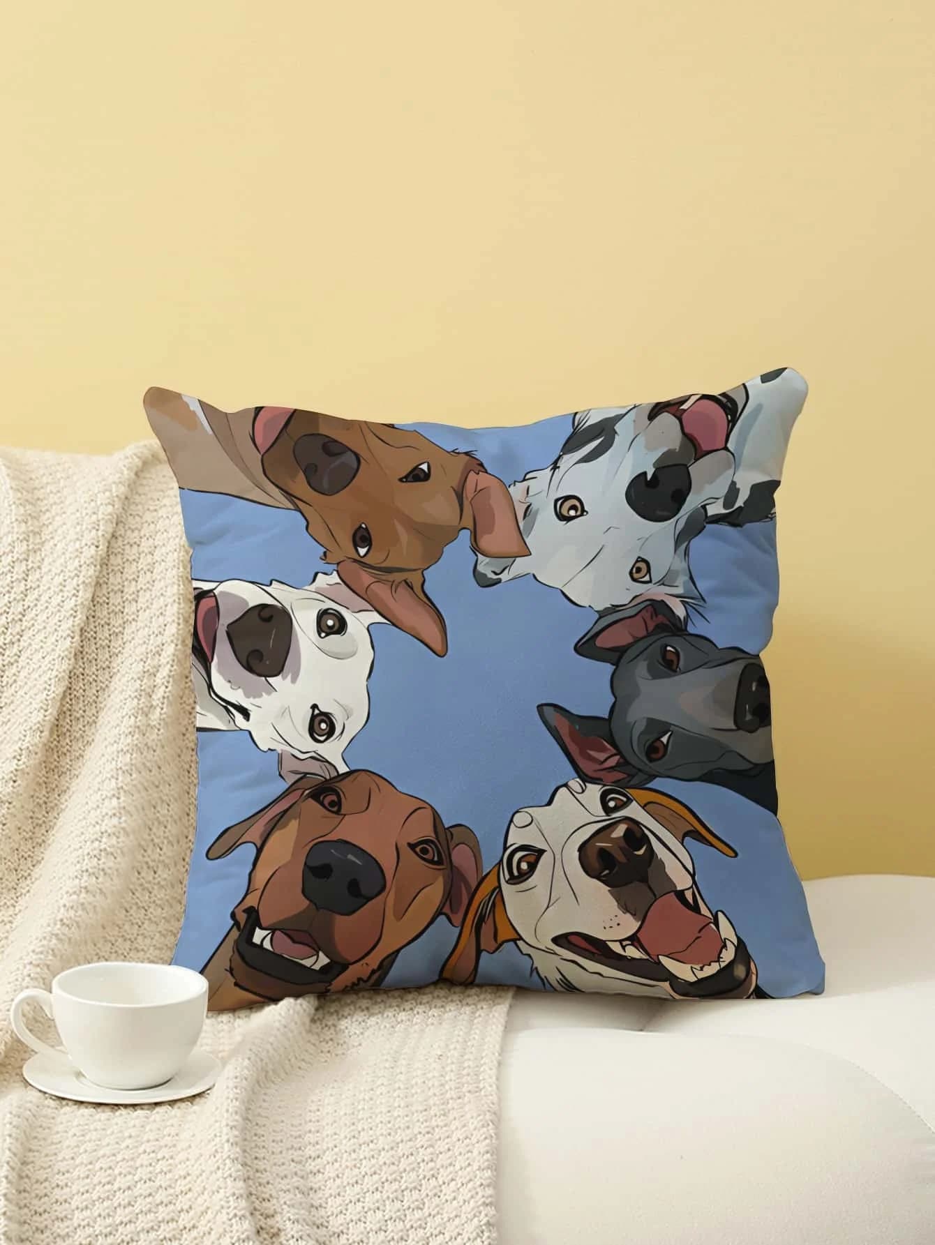 Fodera per cuscino con stampa di cani carini, federa decorativa per divano, camera da letto, soggiorno, letto, sedia da ufficio, decorazioni per la casa