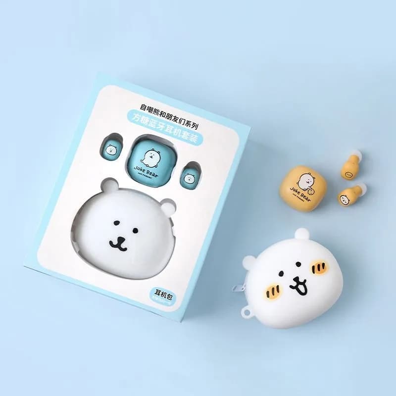 Auricolari Bluetooth Chiikawa Joke Bear, Audio Hi-Fi, Connessione Stabile, Impermeabili, Portatili, con Custodia, Regalo per i Fan