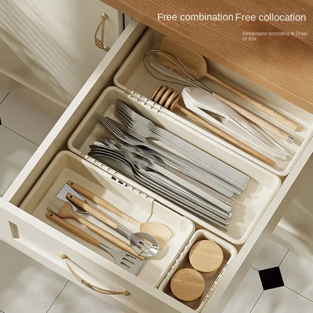 Durevole scatola portaoggetti da tavolo retrattile cassetto articoli vari smistamento scatole Organizer per cosmetici custodia rettangolare per stoviglie