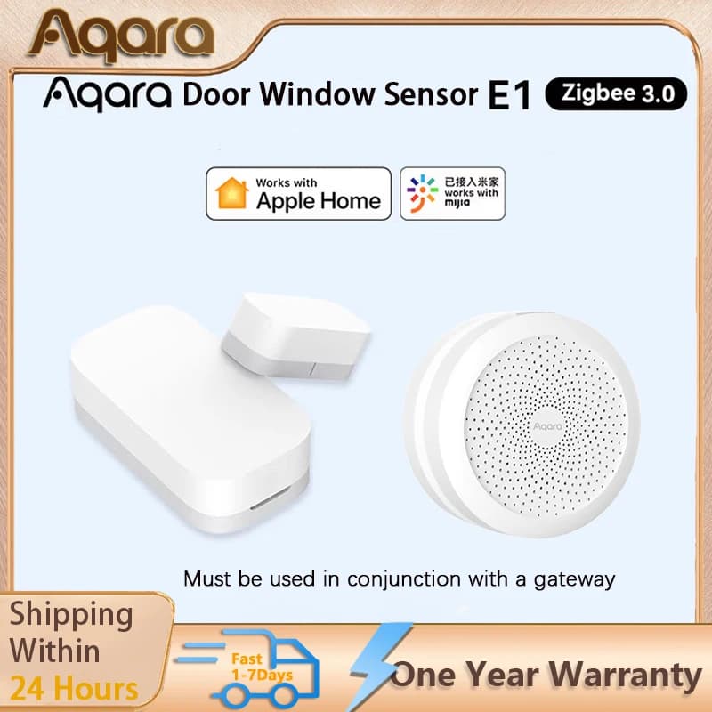 Sensore per Porte e Finestre Aqara ZigBee E1, Protezione per Casa Intelligente, Rilevatore di Apertura/Chiusura Porte Compatibile con App Mi Home e Apple HomeKit
