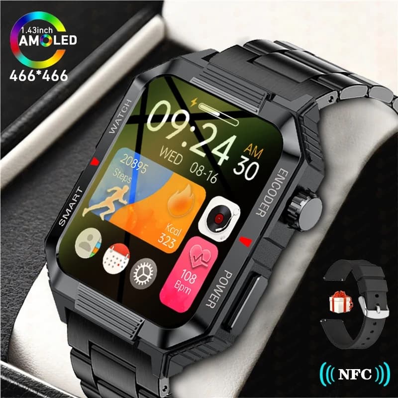 2025 New rugged military watch smart man watch 2.01 "HD voice touch screen NFC GPS call Bluetooth Smartwatch