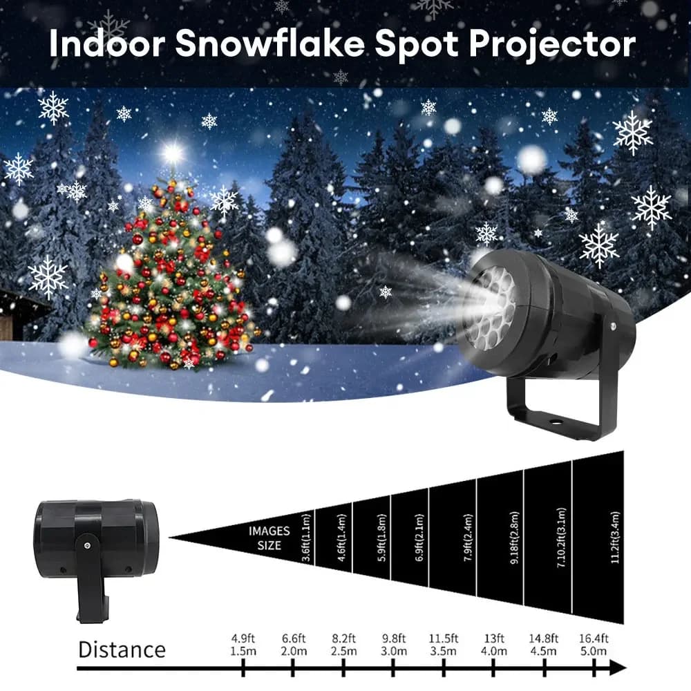 D2 Capodanno LED Natale Proiettore dinamico bianco con fiocco di neve Luci di proiezione da palco rotanti per esterni Decorazione del soffitto della camera da letto