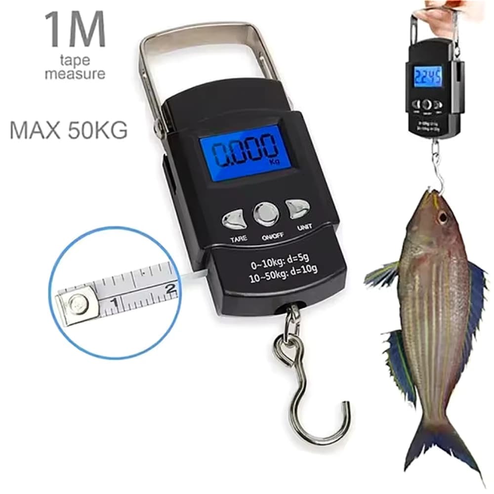 Multifunzionale Mini 50kg10g Bagagli da pesca elettronici Strumento portatile digitale portatile con gancio per peso con righello per esterni