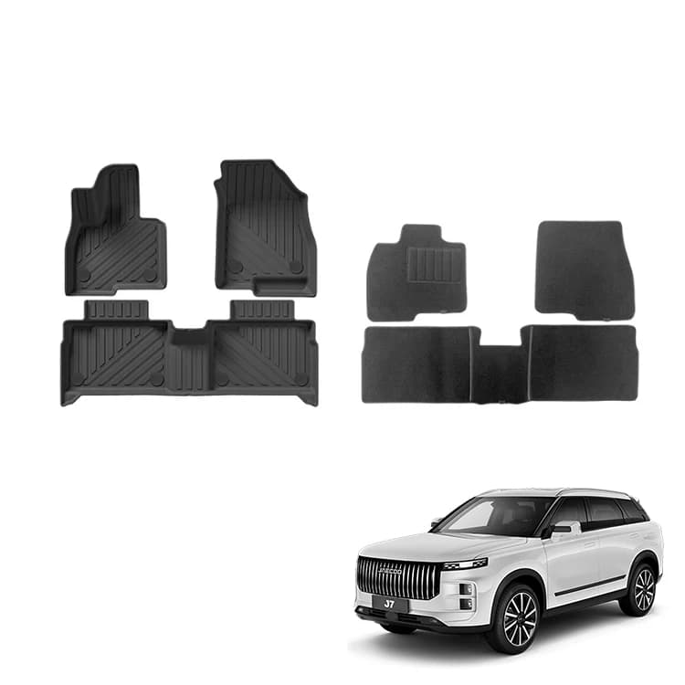 Tappetini Auto a Doppio Strato LHD per Chery Jaecoo J7, Accessori 5D in TPE Impermeabile, Tappetini in Gomma per Interni Auto
