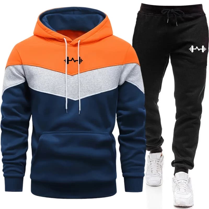 Completo Sportivo da Uomo 2026: Felpa con Cappuccio Nera e Pantaloni Sportivi per Jogging, Fitness e Tempo Libero all'Aperto