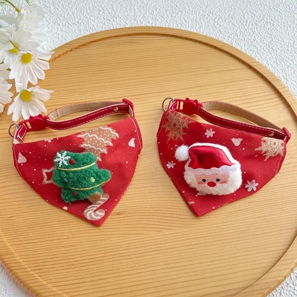 Simpatico collare per cani di Natale regolabile Resistente allo sporco Decorazioni natalizie Asciugamano triangolare per cani Bandane morbide portatili Sciarpa per animali domestici