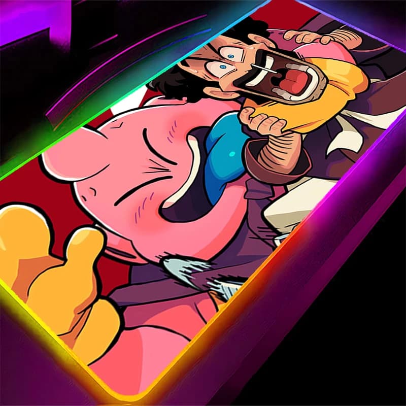 Tappetino per mouse retroilluminato per computer DBZ RGB Dragon Ball Majin Buu Tappetino per mouse da gioco Tappetino per tastiera per giocatori a LED di grandi dimensioni Tappetino per scrivania per PC tapis souris