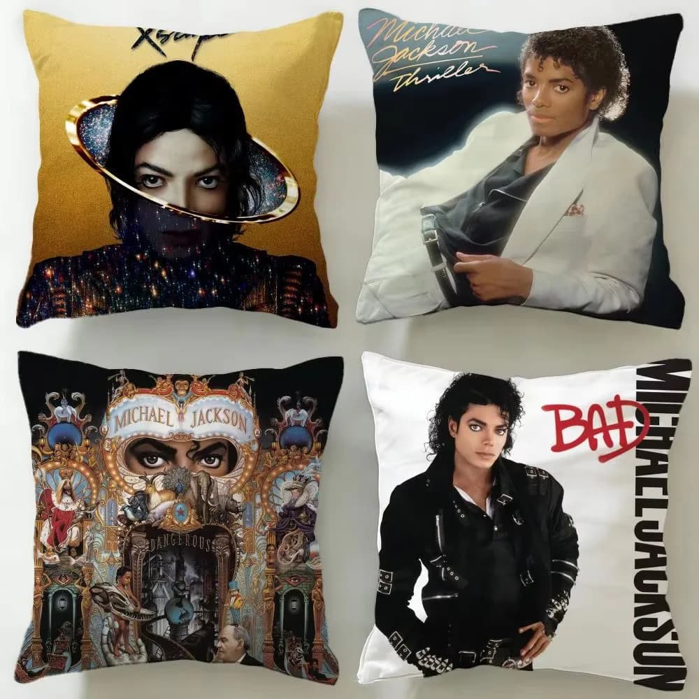 Michael Jackson Classic Double Sided HD Print Cushion Cover, Soft Easy-Wash Pillow for Bed Couch Office Travel Home Decor