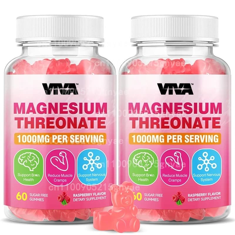 Caramelle Morbide al Glicina e Magnesio 1000mg - Integratore Senza Zucchero di Magnesio e Potassio con Vitamina D, B6, Coenzima Q10, 60 Capsule