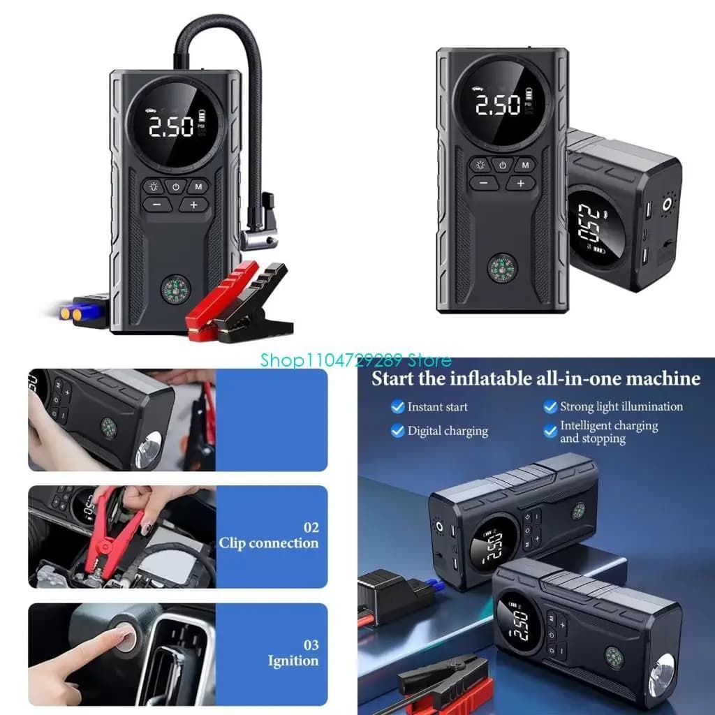 Pompa per pneumatici per compressore d per veicoli D8KE con illuminazione a LED e display accurato della pressione