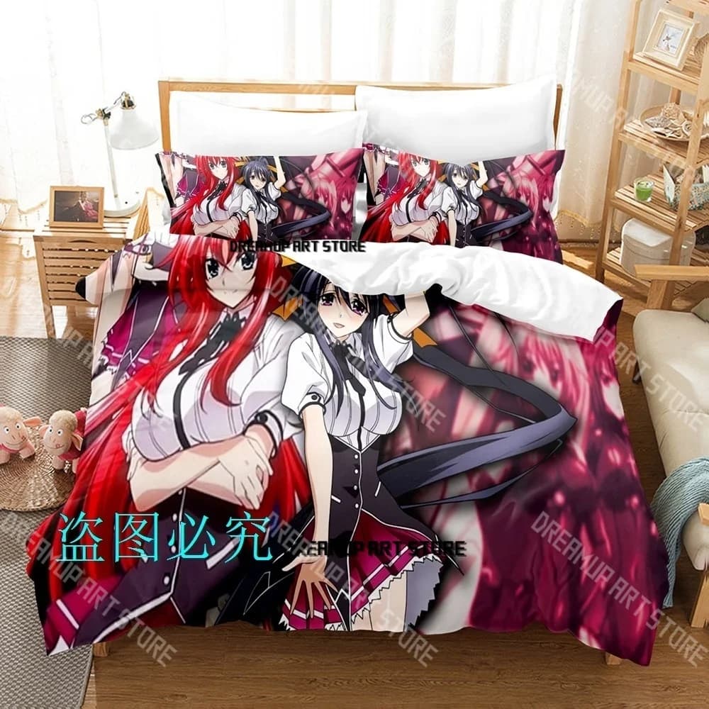 Fashion High School DXD Anime Bedding Set Single Twin Full Queen King Size Bed Set Kids Bedroom Duvetcover Sets Bed Sheet Set