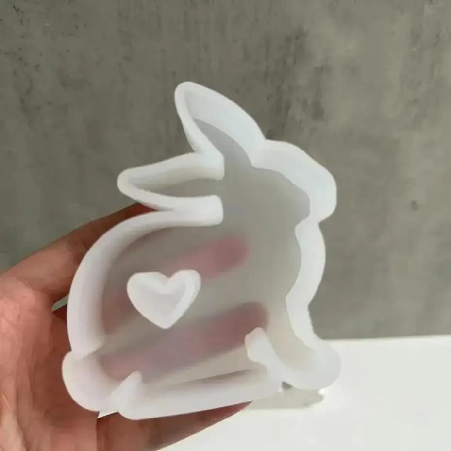 Stampo in Silicone a Forma di Cuore con Coniglietto, per Cioccolato, Fondente, Torte, Resina Epossidica, Candele, Accessori per Decorazioni Domestiche