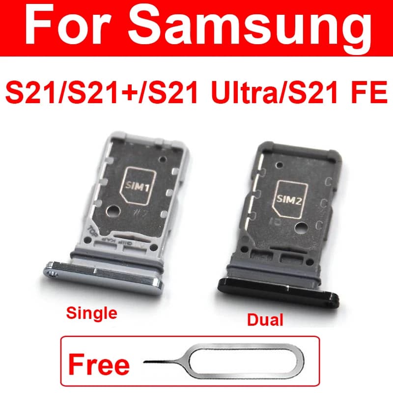 Vassoio per Sim Card per Samsung S21 S21 Plus S21 Ultra S21FE G990 G990B/N Dual Sim Card Slot vassoio supporto parti del lettore di schede Sim