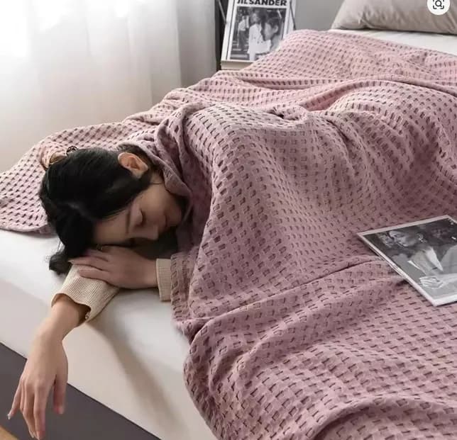 Coperta scozzese waffle 100% cotone Letto estivo Coperta trapunta sottile Copriletto lavorato a maglia Copridivano per la casa Coperte da tiro Ragazza Ragazzo