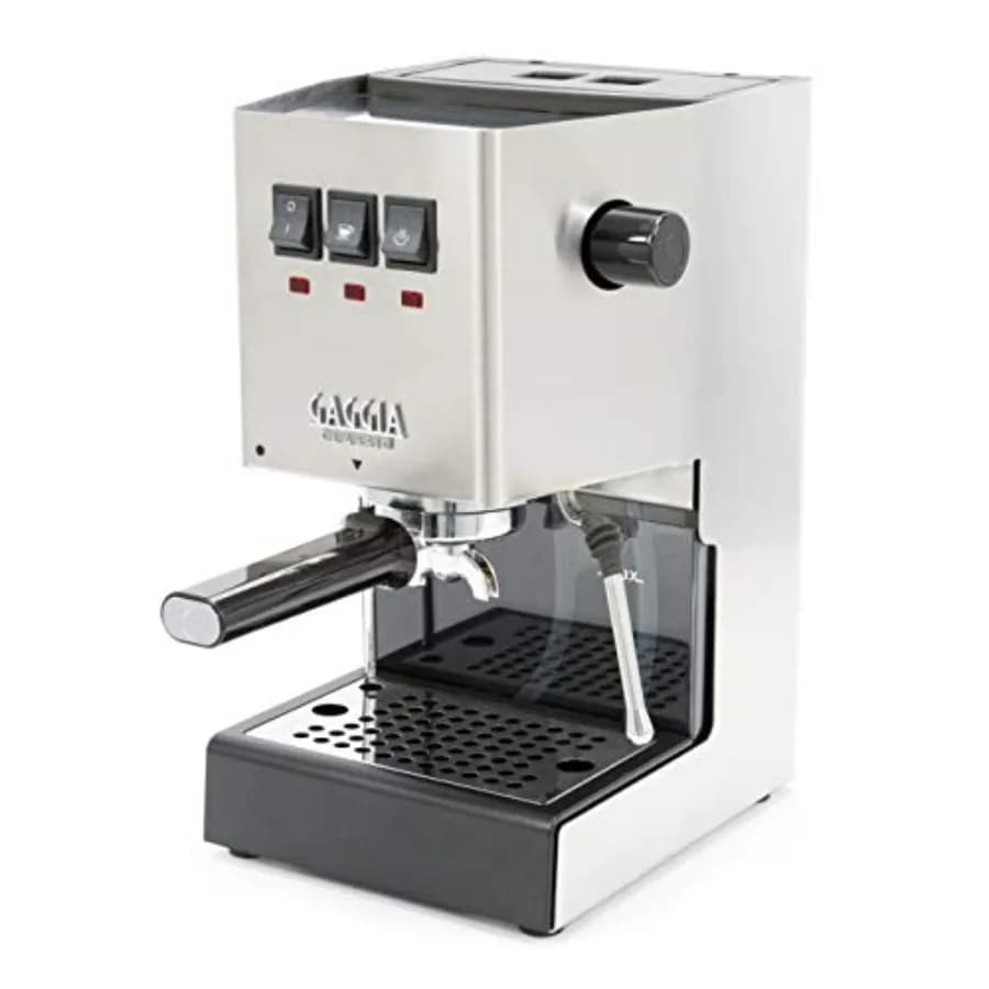 Macchina per Espresso in Acciaio Inossidabile Spazzolato per Uso Domestico, Costruzione Durevole in Acciaio Inox con Elegante Finitura Nera