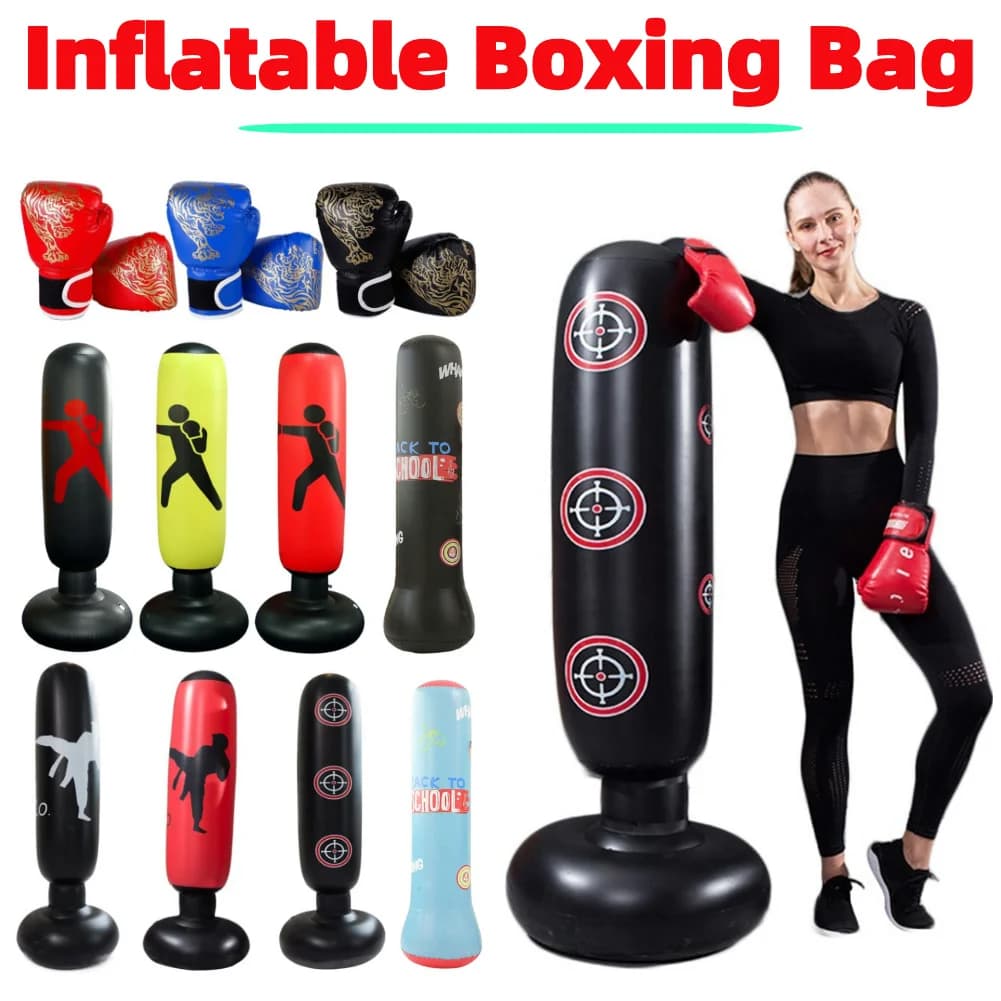 1.2/1.6M Children's Inflatable Boxing Bag Gym Fitness Boxing Bag Training Sand Bags Anti-stress Toys for Adults and Children