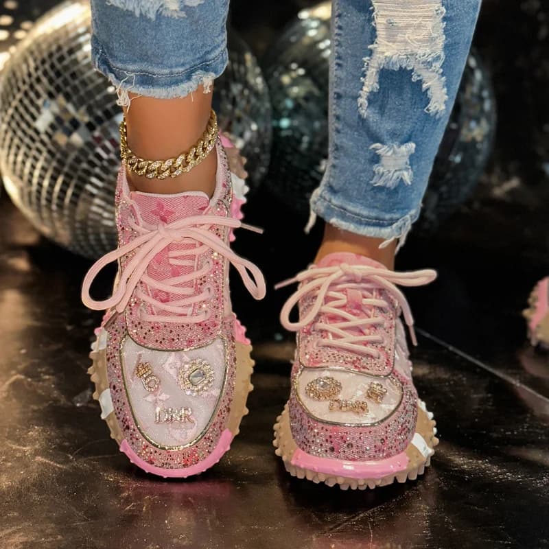 Scarpe da ginnastica casual da donna Moda di lusso con strass Scarpe da donna 2025 Nuova piattaforma esterna Scarpe sportive femminili Zapatos Mujer