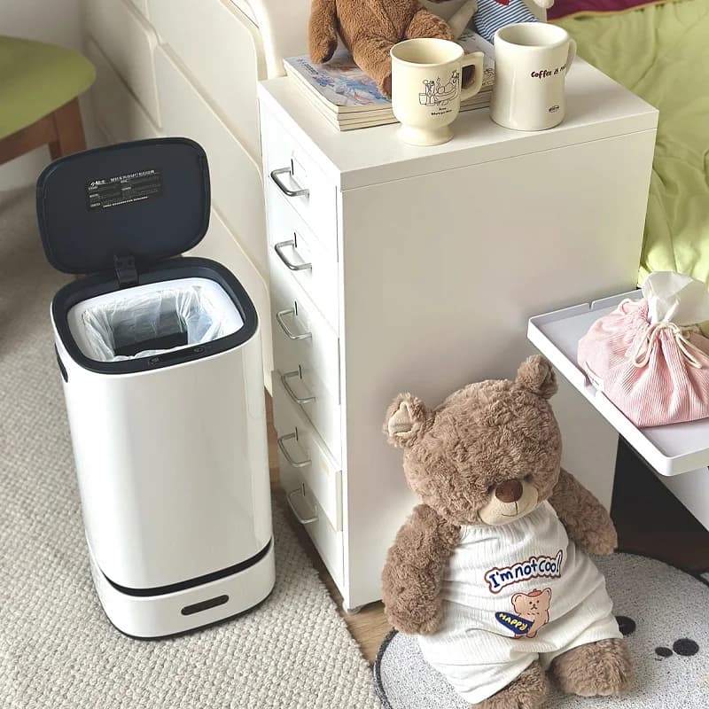 Bidone della spazzatura con sensore intelligente con imballaggio automatico Bidone della spazzatura Bagno WC Bidone della spazzatura Chiusura automatica del sacchetto Adsorbimento del cestino della spazzatura