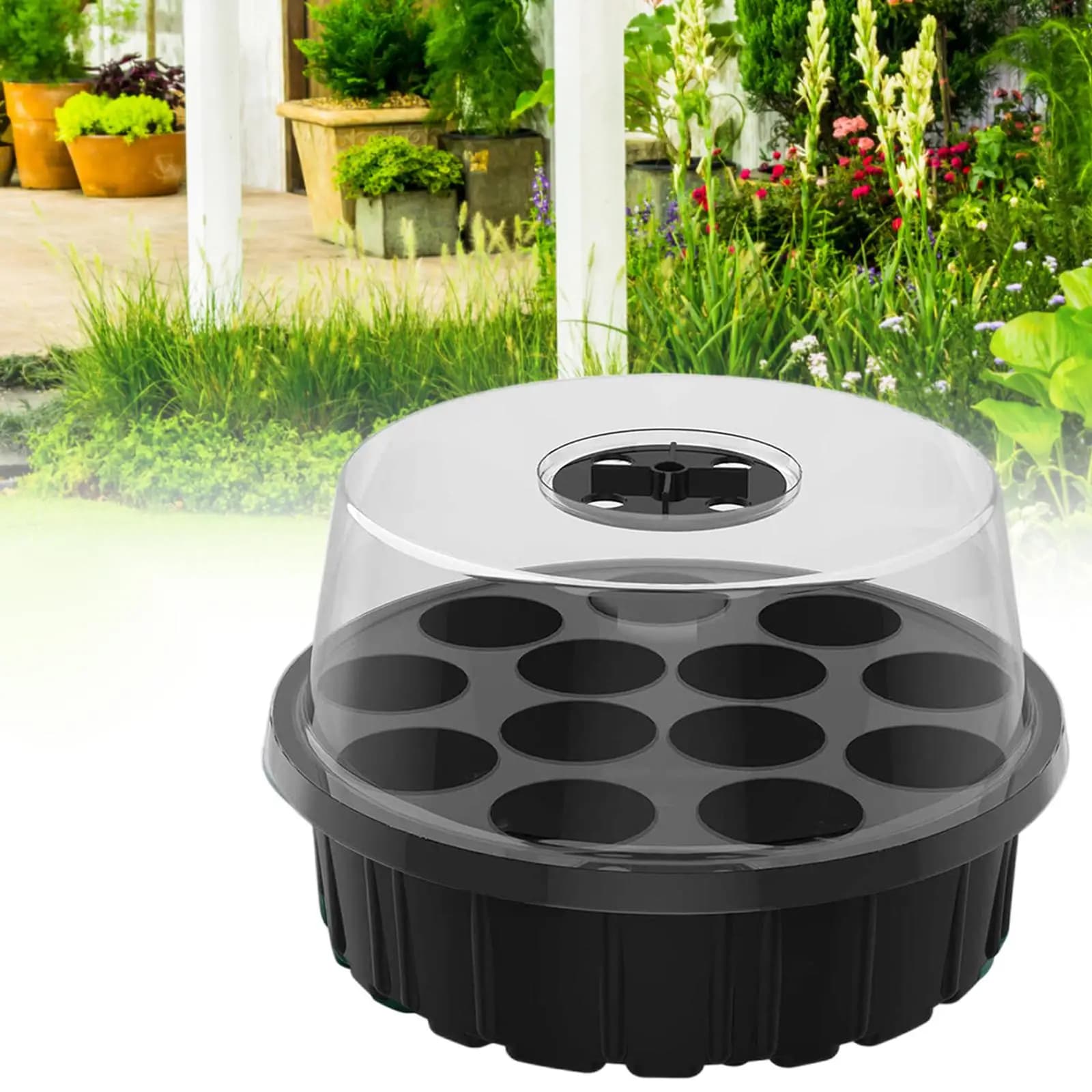 Semi tray with dome Initial plastic kit 13 cells for mini vegetable seeds and greenhouse flowers