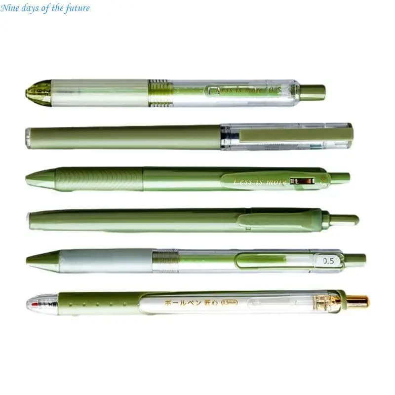 6PCS Student Writing Pen Set with Retractable Gel Pen Rollerball Pen Retractable Marker for Writing Drawing E65A