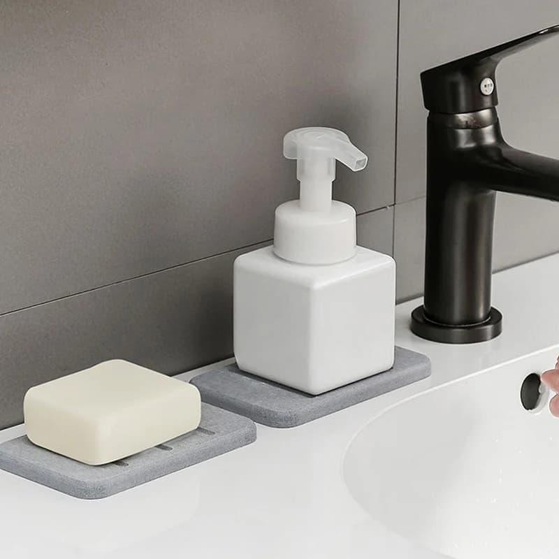 1Pc Diatomite Quick-Dry Soap Tray, Absorbent Bathroom Storage Organizer for Soap and Toiletries Countertop Use