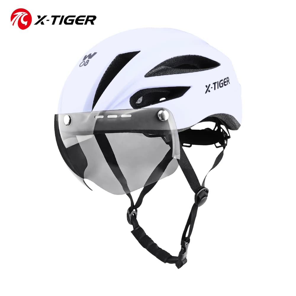 X-TIGER Casco da ciclismo ultraleggero Casco monopezzo traspirante con occhiali magnetici Casco di sicurezza per la testa Casco da bici da strada MTB