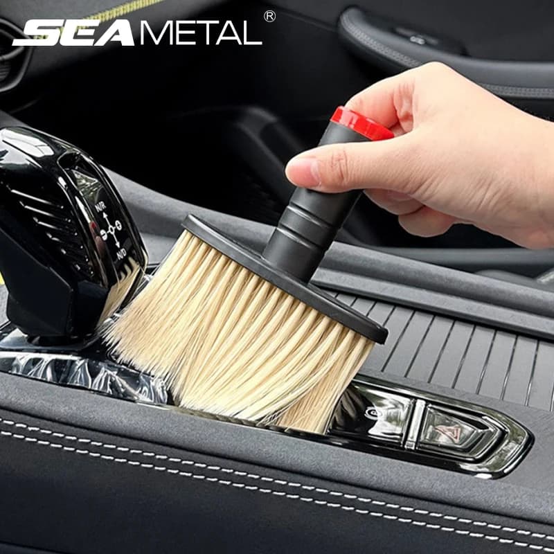 SEAMETAL Spazzola per la pulizia degli interni dell'auto Setole morbide Spazzola per la rimozione della polvere Spolverino per la presa d'aria automatica per lo strumento pulito dei dettagli dell'auto
