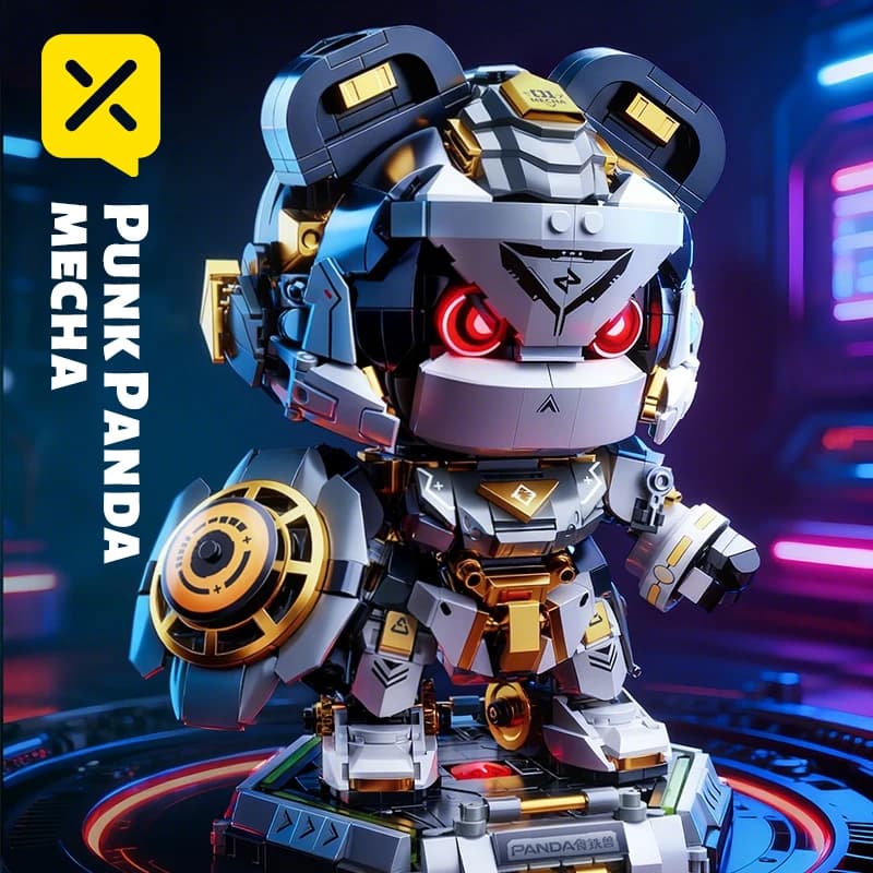 1623 pezzi Punk Panda Mech giocattoli da costruzione robot futuristico modello di mattoni perfetto per gli amanti della tecnologia bambini con luci fantastiche per regalo per bambini