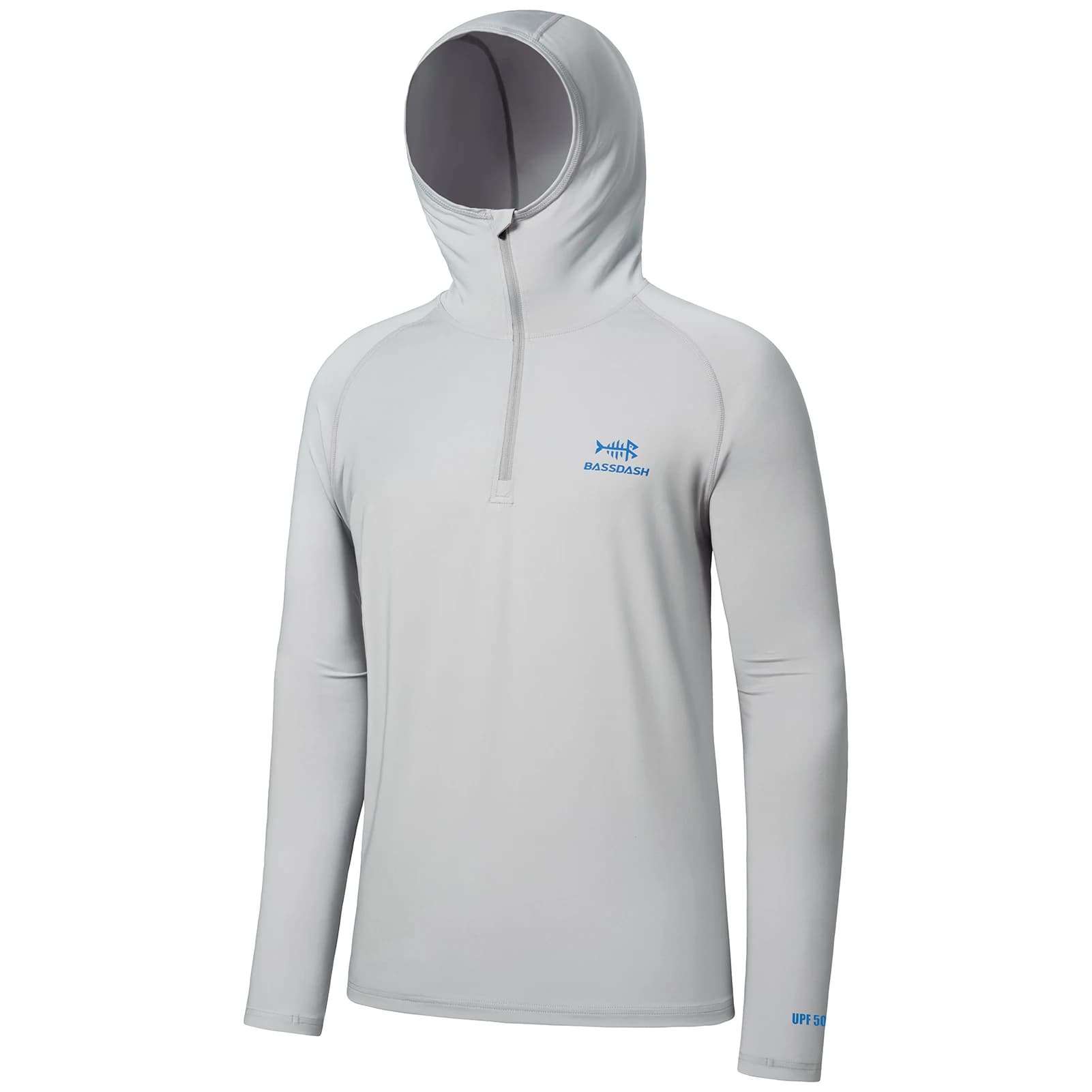 Bassdash felpa con cappuccio da pesca con Zip UPF 50 + 1/4 da uomo Quick Dry Performance protezione solare a maniche lunghe FS24M