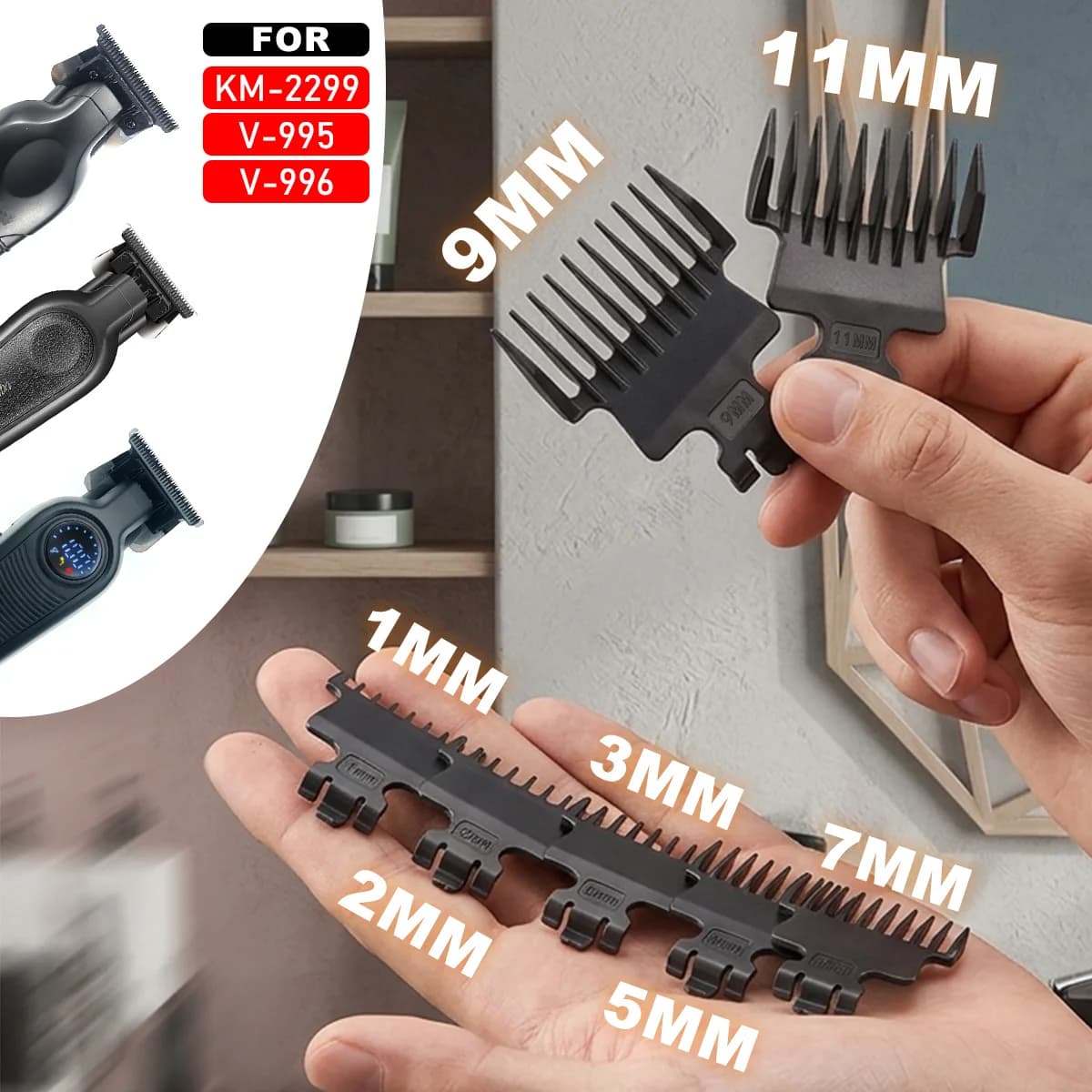 Professional Guide combs for Rulebarba Kemei VGR 1 2 3 5 7 9 11mm - Accessories for Cutting Barbiere Hair