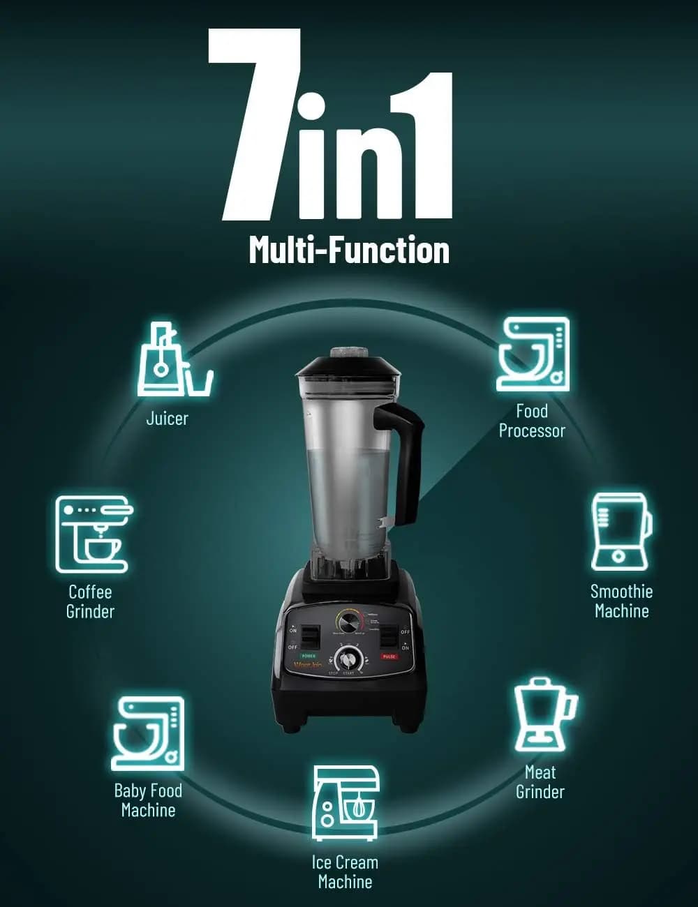 Frullatore professionale, frullatore commerciale da 68 once elencato in ETL per cucina Max 1800 W ad alta potenza per casa e commerciale con timer